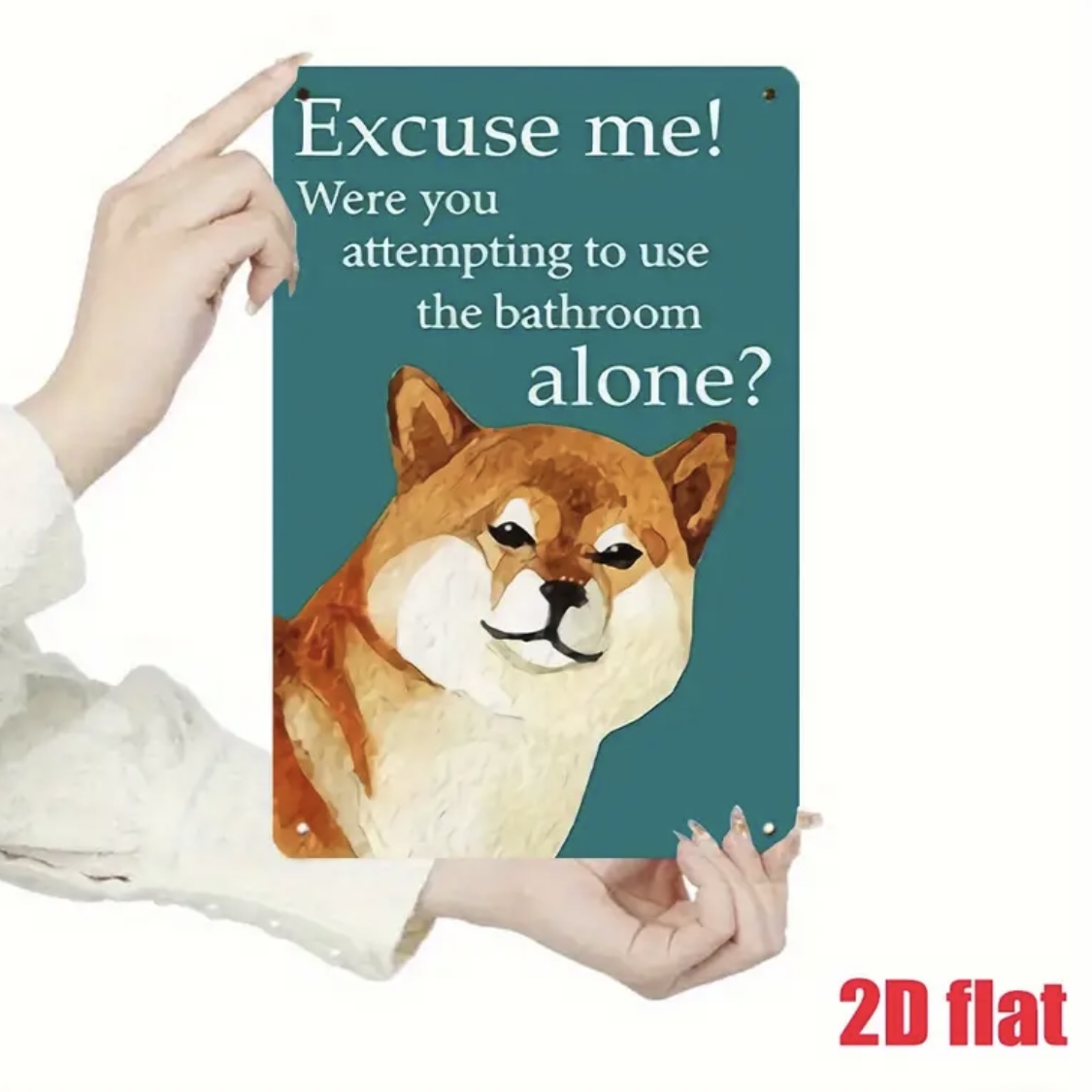 Funny Shiba Using the Bathroom Alone Sign